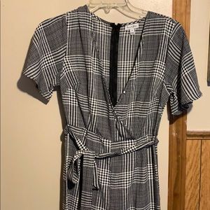 Black & White Checkered Wide-Leg Jumpsuit